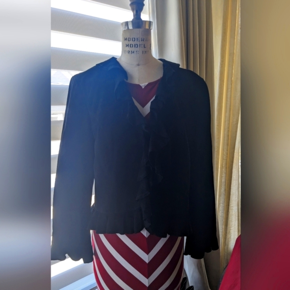 Black Suede Ruffled Jacket: Live a Little Large - Picture 2 of 5